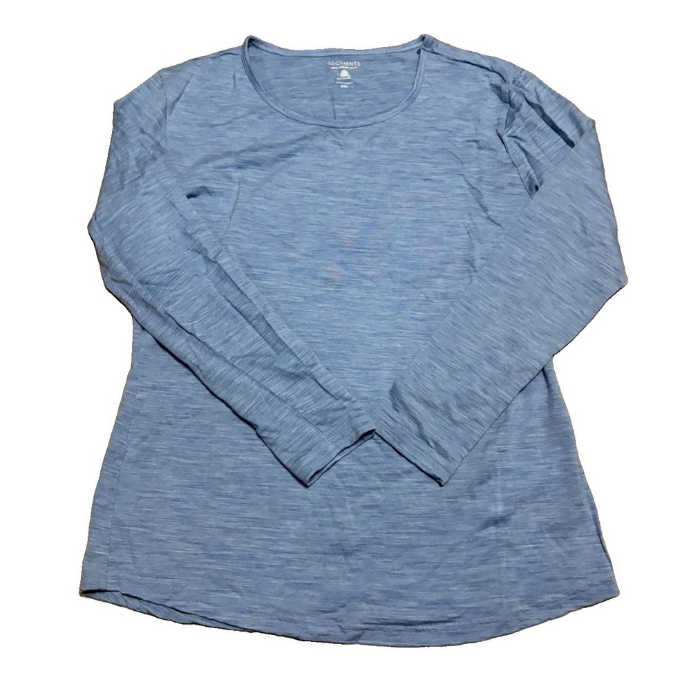 Segments Womens XXL Merino Wool Crewneck Top Baselayer Outdoor Blue Nature